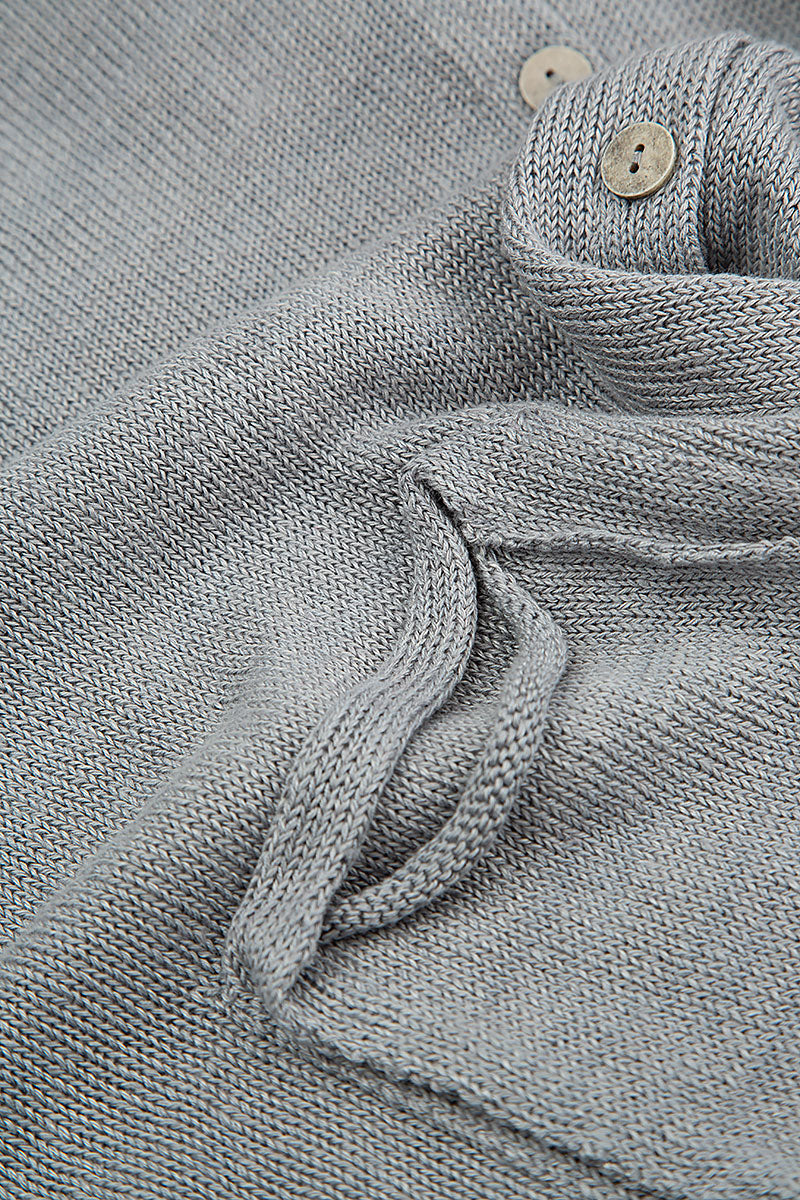 Hooded Boxy Grey Linen Cardigan 5