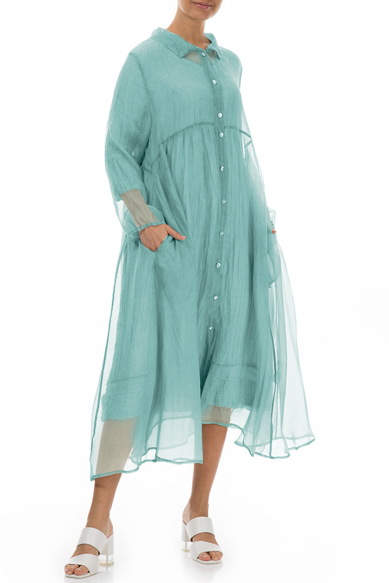 Long Mint Green Silk Chiffon Jacket 5