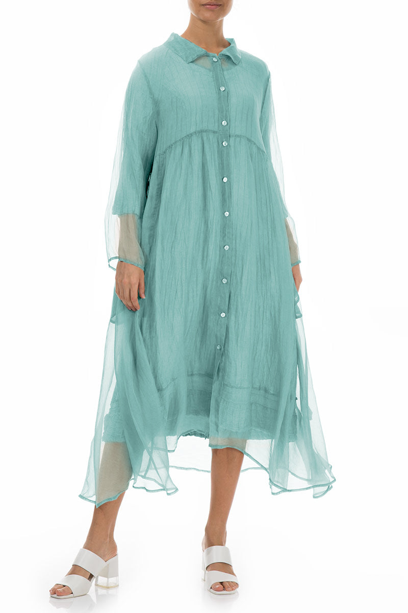 Long Mint Green Silk Chiffon Jacket 3