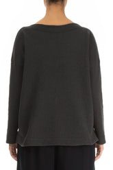 Boat Neck Dark Grey Wool Sweater 2