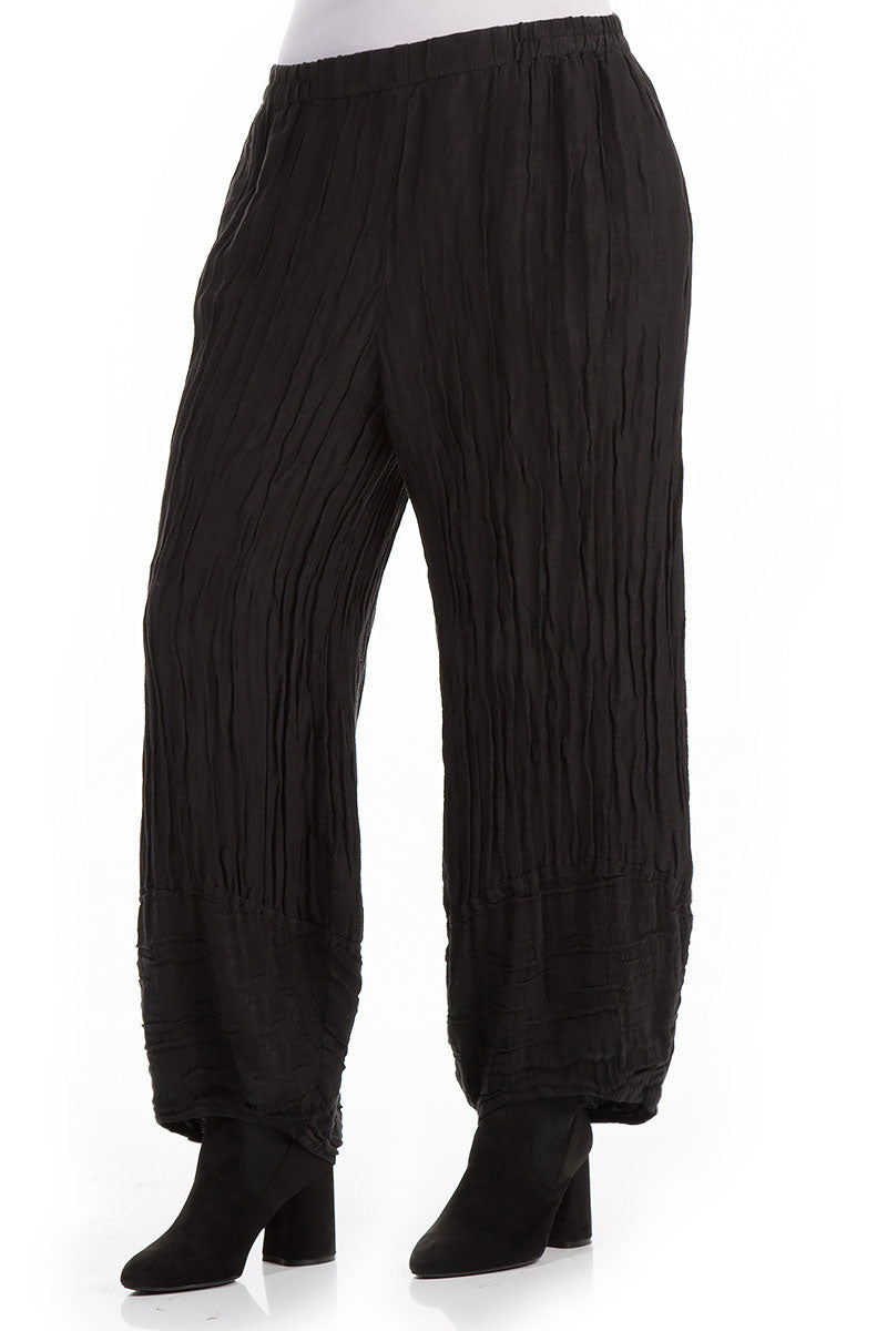 Loose Crinkled Black Trousers 3