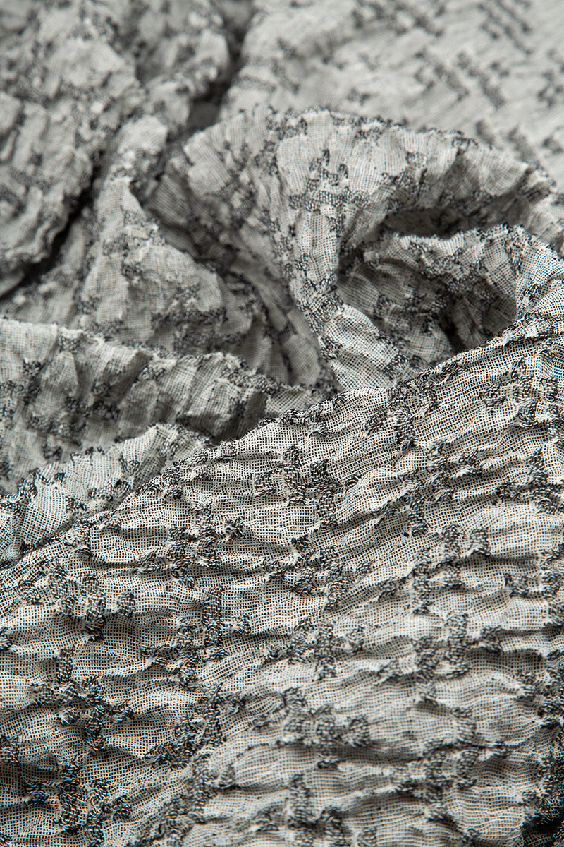 Loose Geometric Texture Grey Linen Shirt 5