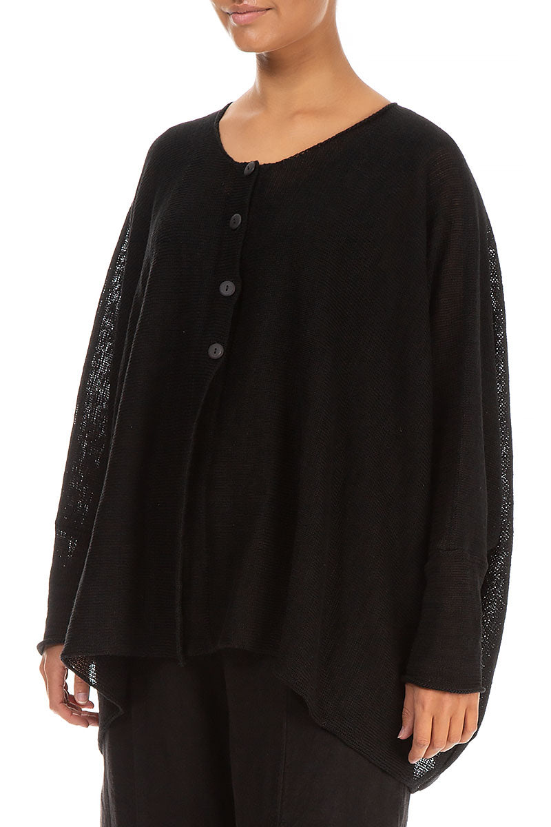 Boxy Black Linen Cardigan 3