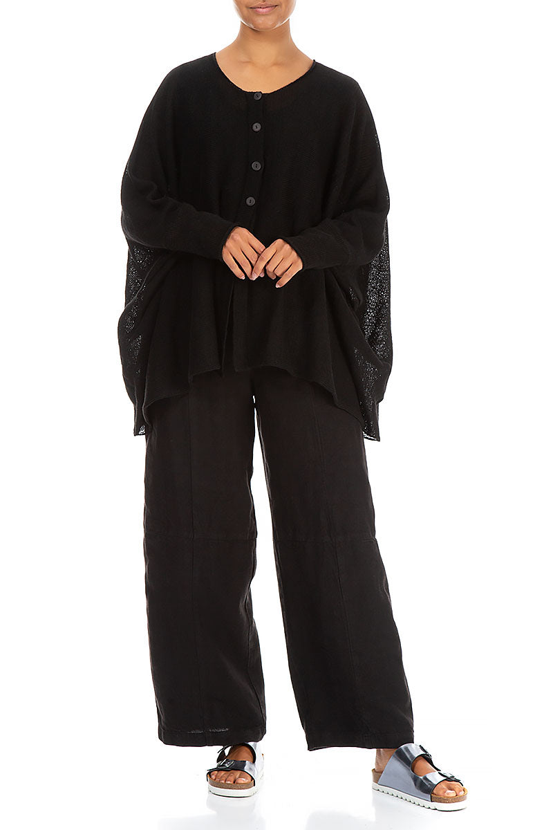 Boxy Black Linen Cardigan 4