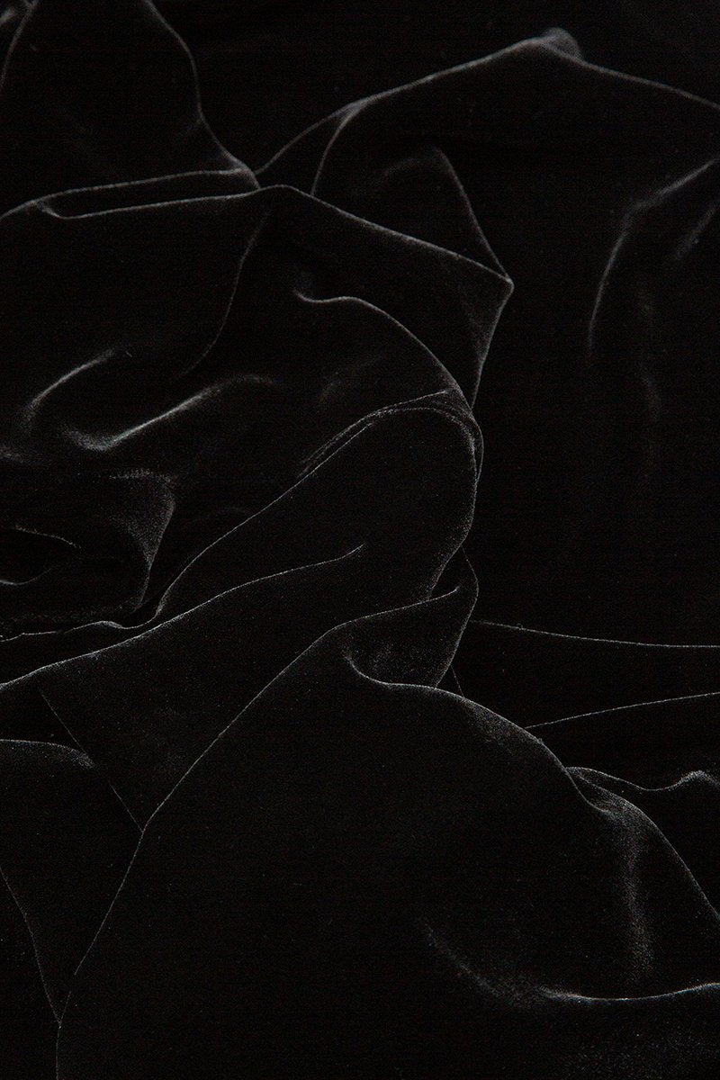 Midi Black Silk Velvet Skirt 5