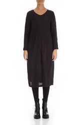 Midi Waves Dark Violet Silk Dress 1