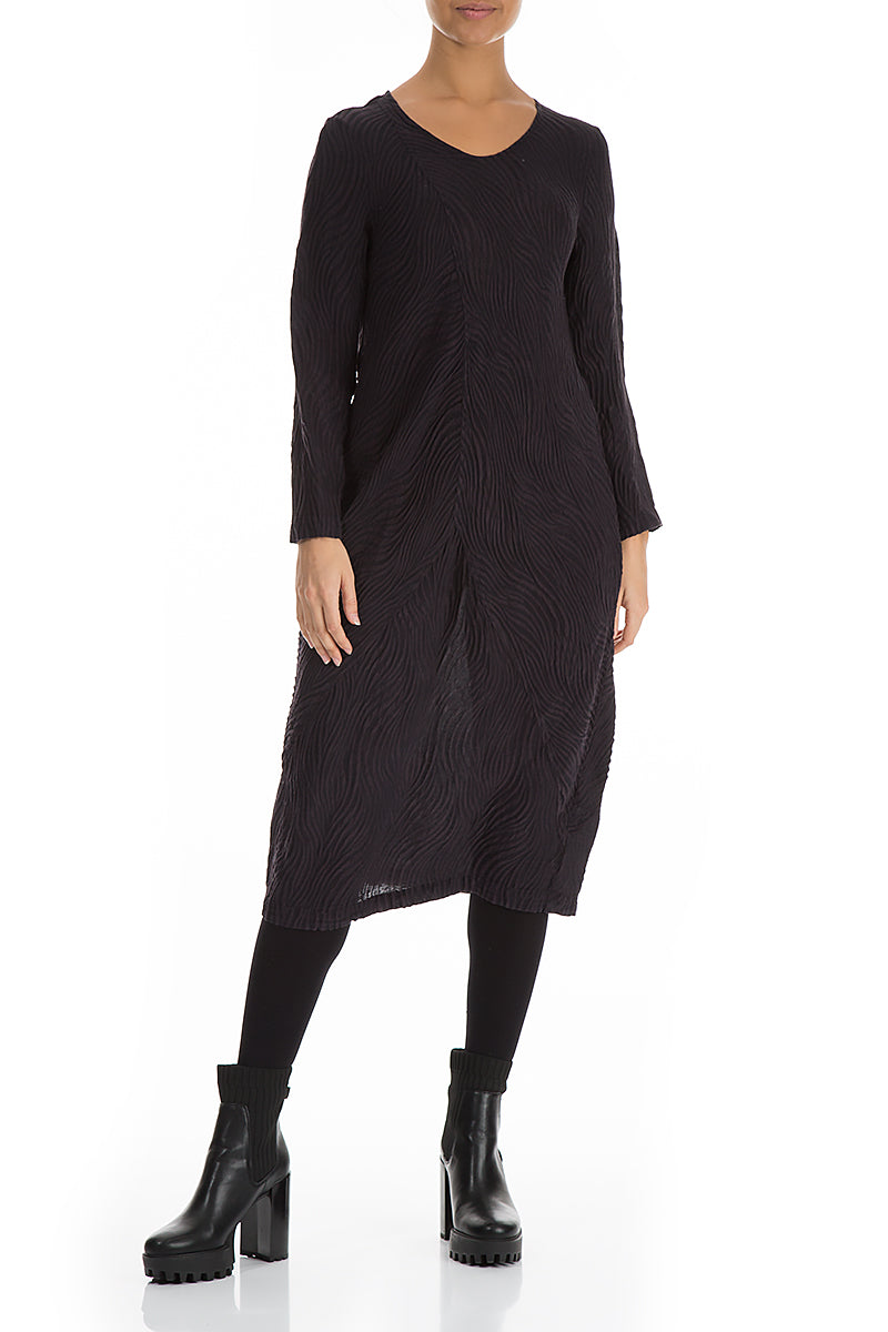 Midi Waves Dark Violet Silk Dress 3