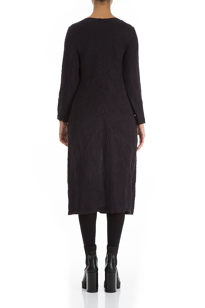 Midi Waves Dark Violet Silk Dress 2
