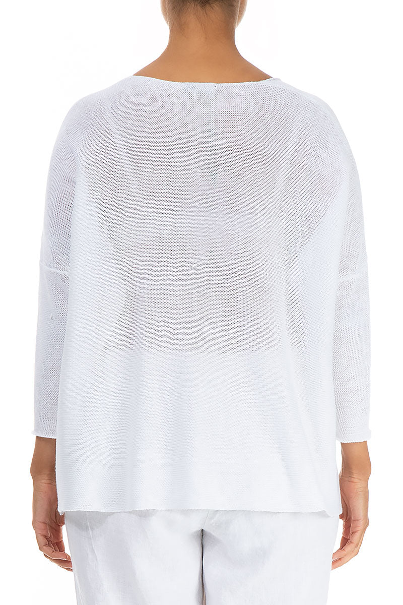Minimalist White Linen Jumper 2