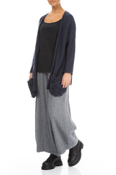 Open Flower Pockets Navy Wool Cardigan 4