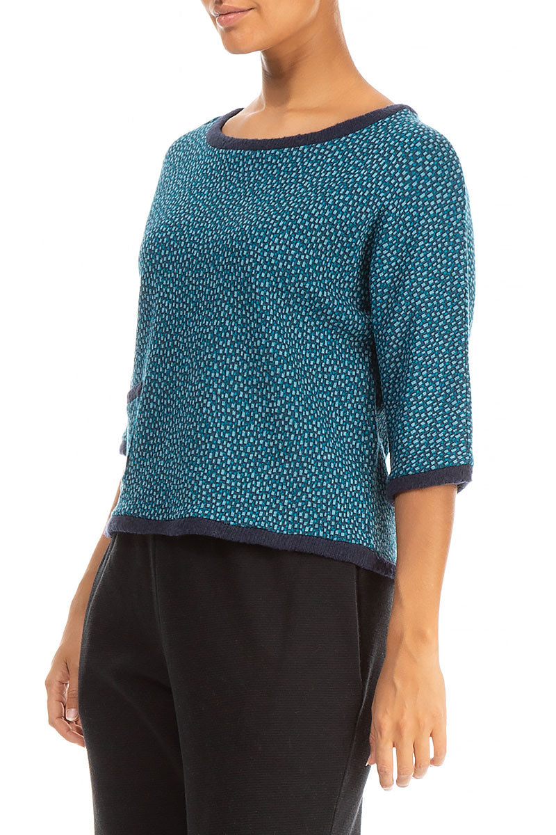 Patterned Blue Wool Blouse 3