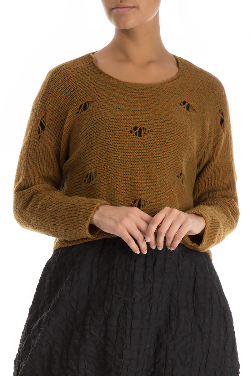 Rip Detail Mustard Wool Sweater 3