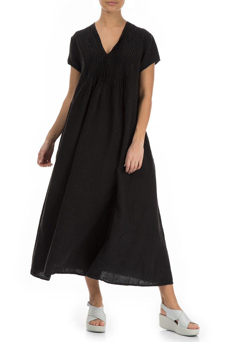 Romantic Black Linen Dress 4