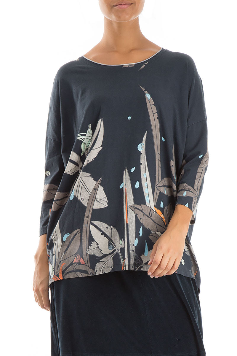 Boxy Leaves Cotton Blouse 3