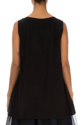 Sleeveless Black Silk Bamboo Top 2