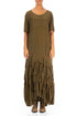 Ruffle Khaki Silk Bamboo Maxi Dress 1