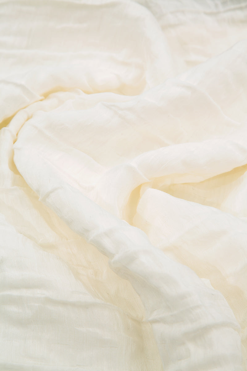 Flared Crinkled Off White Silk Shirt 6