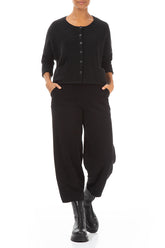 Short Loose Black Wool Cardigan 4