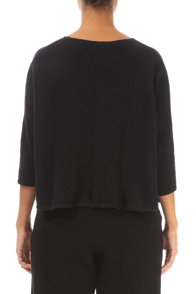 Short Loose Black Wool Cardigan 2