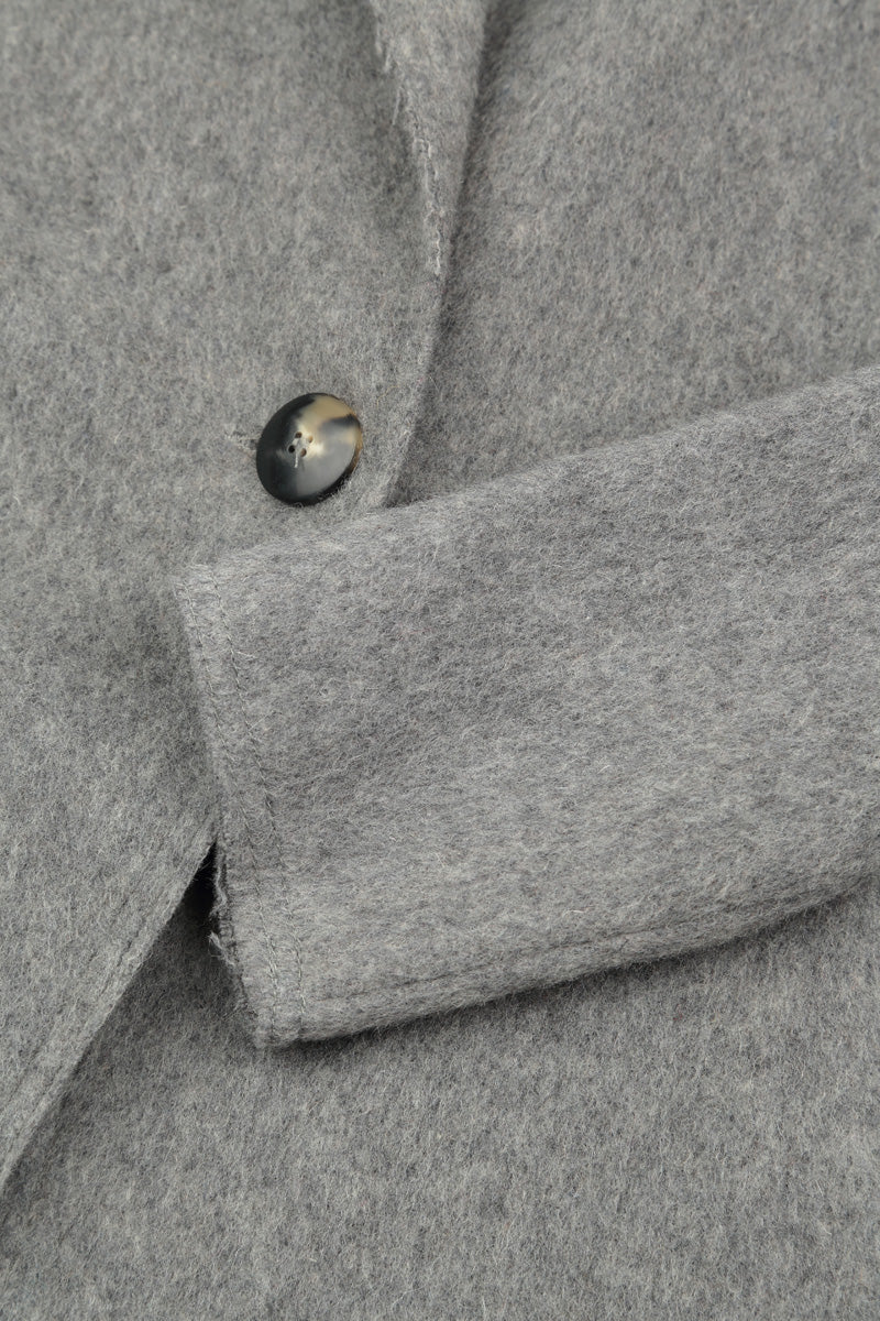 Single Button Grey Wool Coat 5