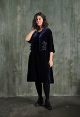 Sleeveless Purple Silk Velvet Dress 7