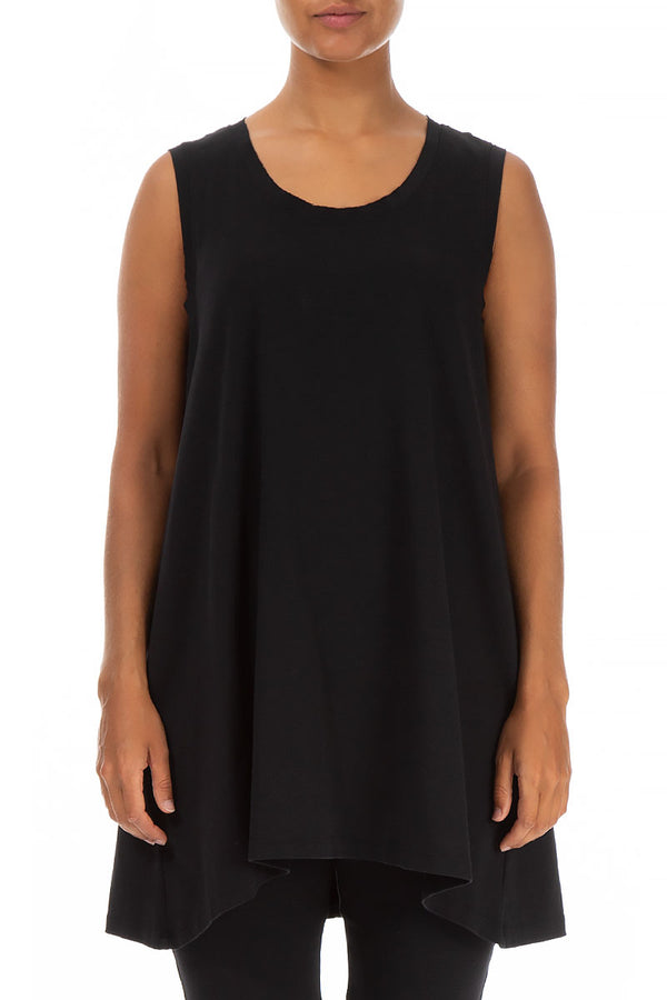 Sleeveless Black Cotton Tunic 1