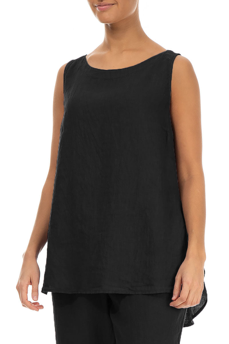 Sleeveless Black Linen Top 3