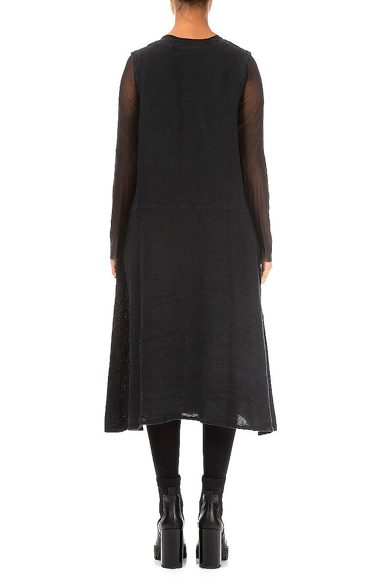 Sleeveless Dark Forest Mélange Linen Dress 2