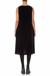 Sleeveless Purple Silk Velvet Dress 2