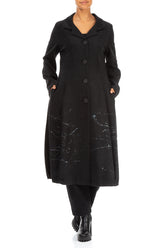 Splash Collar Black Wool Coat 3