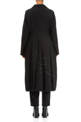 Splash Collar Black Wool Coat 2