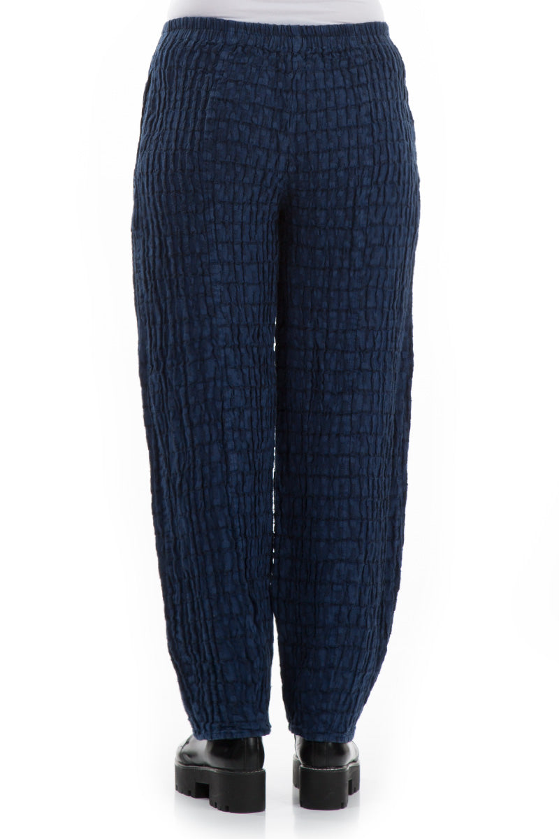 Tapered Royal Blue Linen Trousers 2
