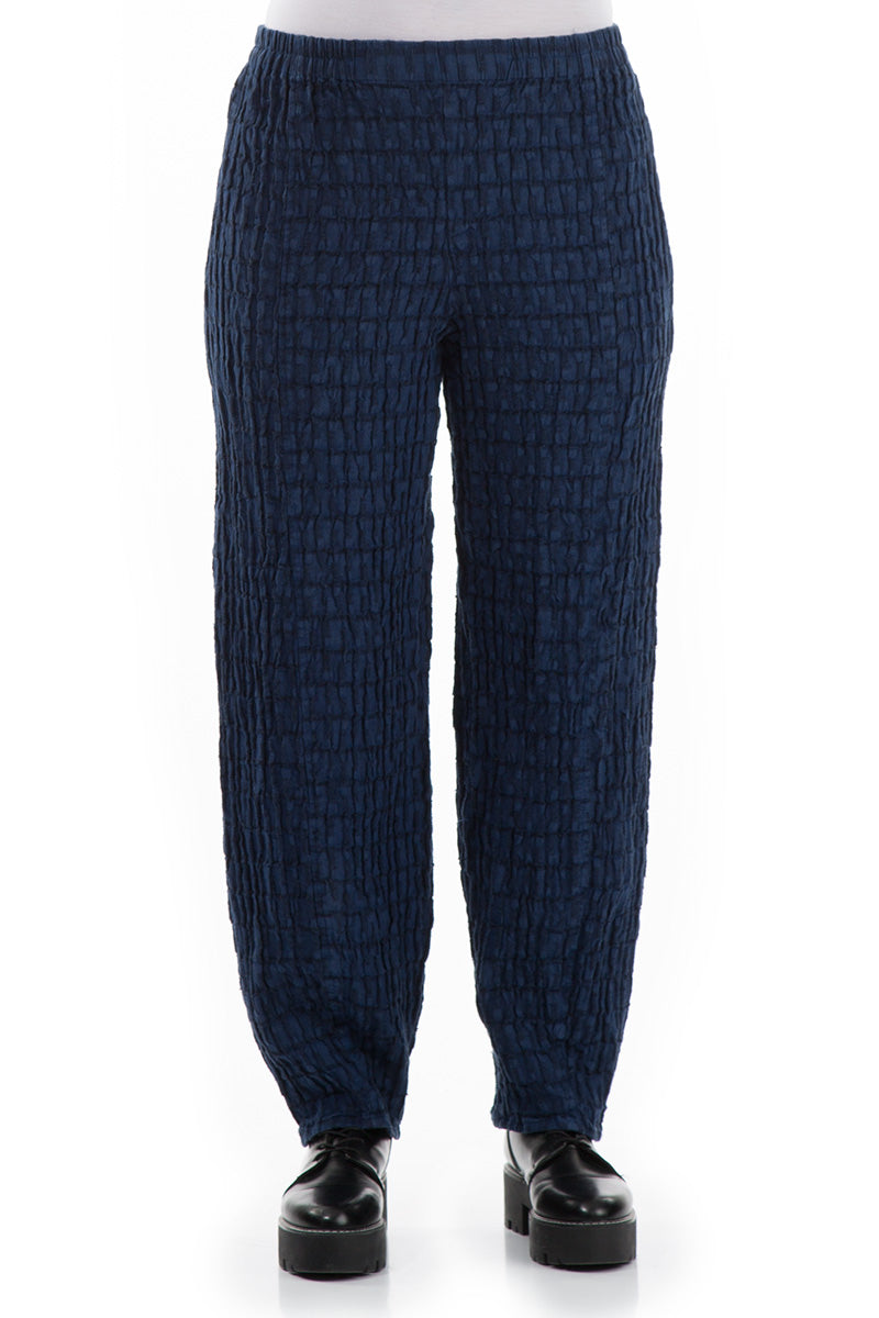 Tapered Royal Blue Linen Trousers 1