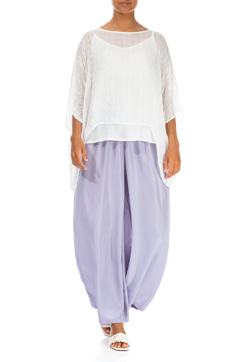 White Textured Kaftan Silk Blouse 4