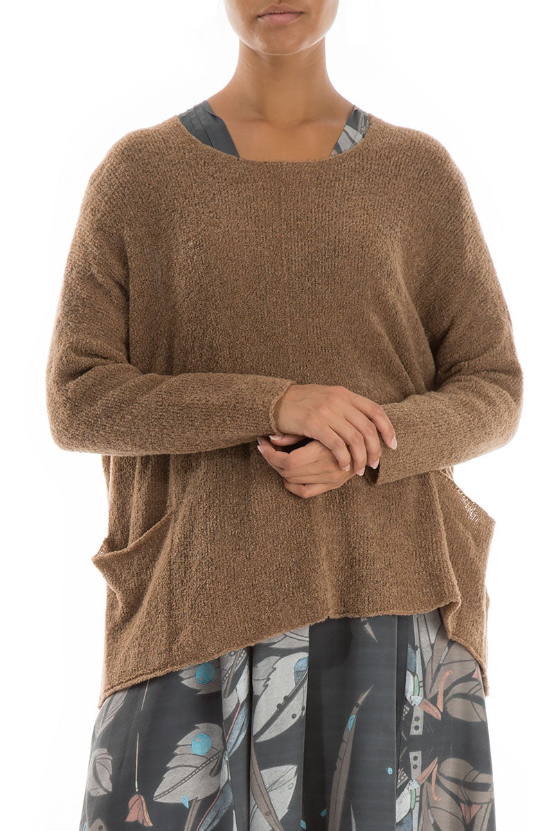 Two Pockets Caramel Wool Sweater 3