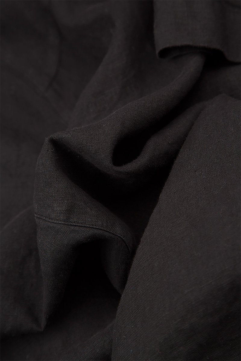 Wide Pure Black Linen Trousers 3