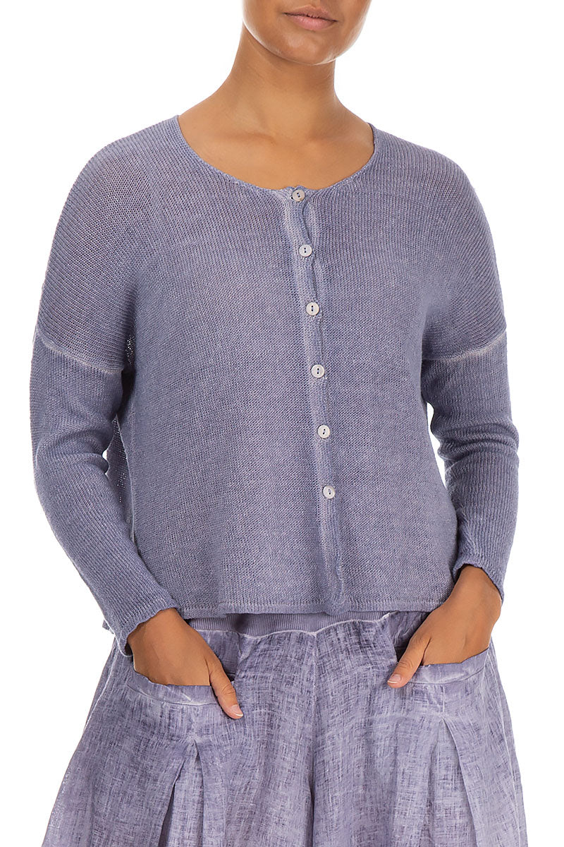 Washed Effect Purple Cardigan 3