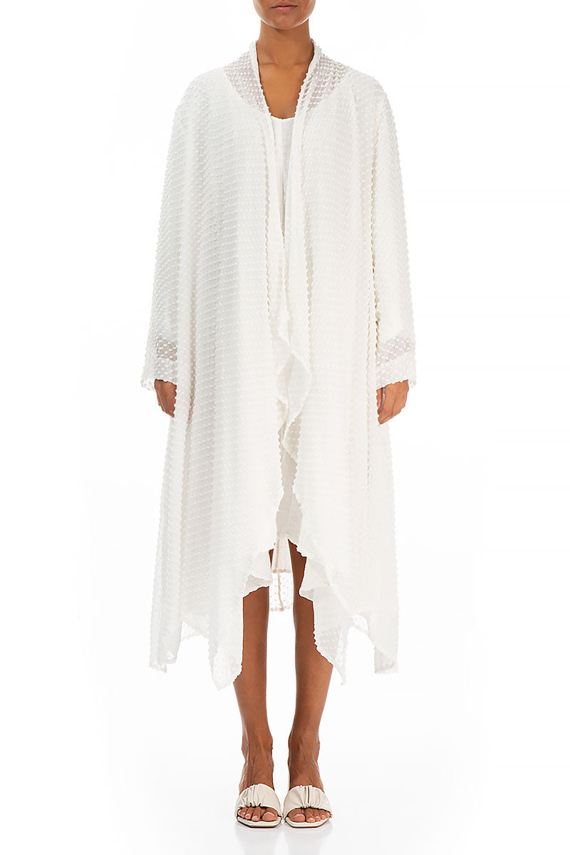 White Dotty Silk Waterfall Jacket 1