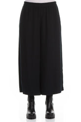 Wide Cropped Dark Navy Viscose Trousers 1