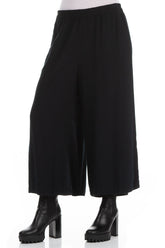 Wide Cropped Dark Navy Viscose Trousers 3
