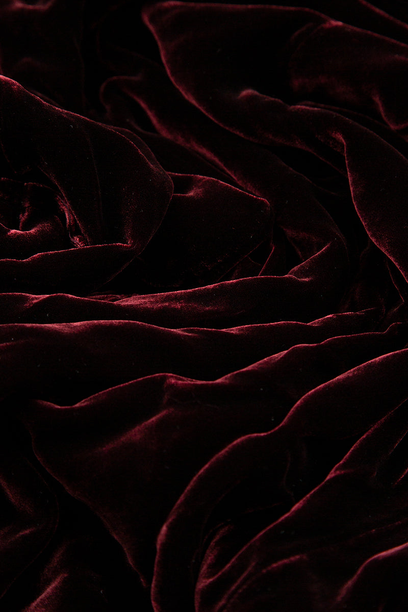 Baggy Loose Burgundy Silk Velvet Trousers 4