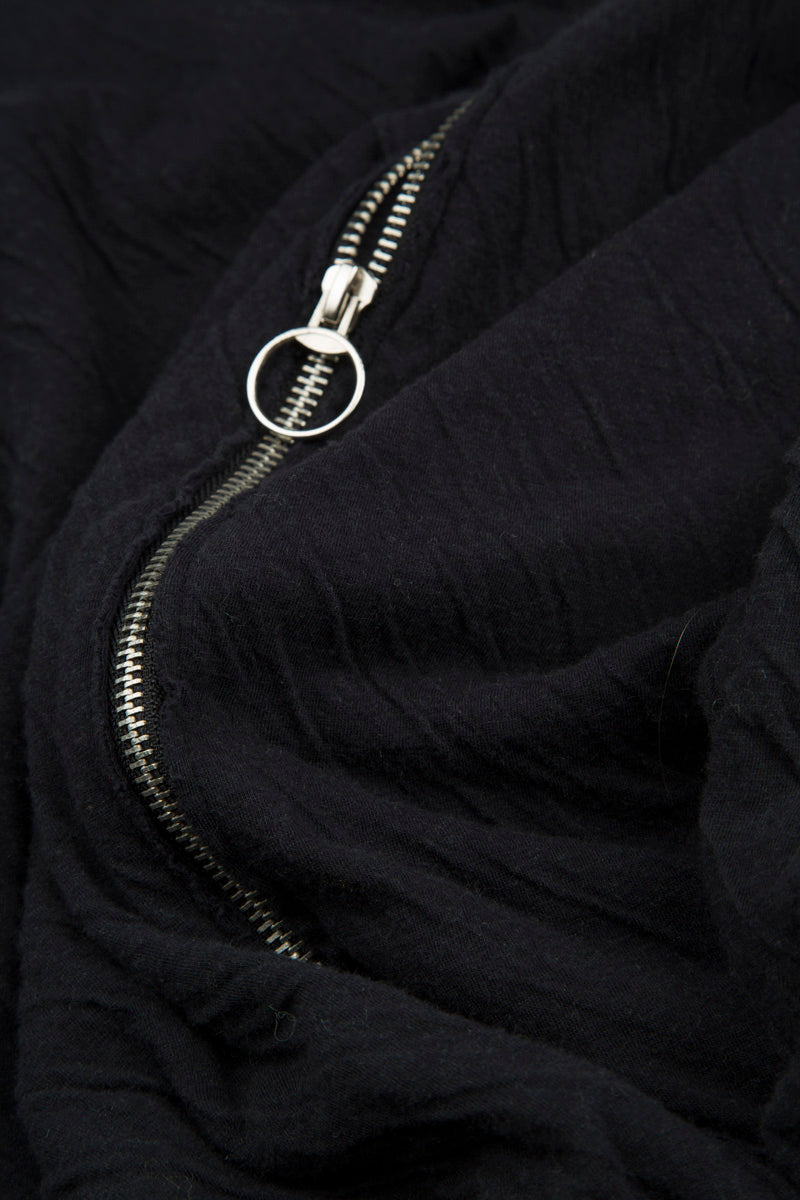 Zip Front Grey Wavy Cotton Dress 5