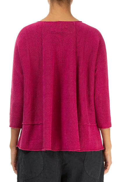 Pull trapèze en lin fuchsia à deux poches