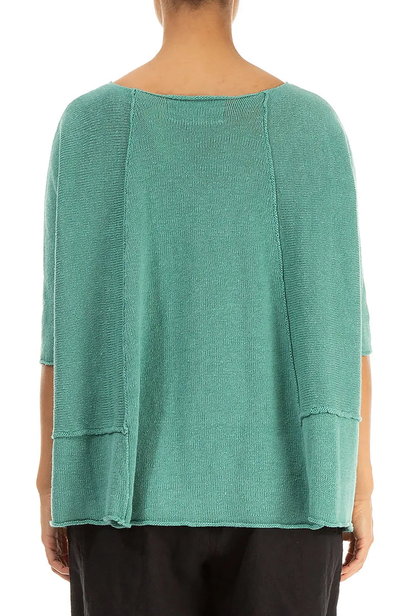 A-Line Two Pockets Mint Linen Jumper 3