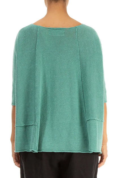 A-Line Two Pockets Mint Linen Jumper 3