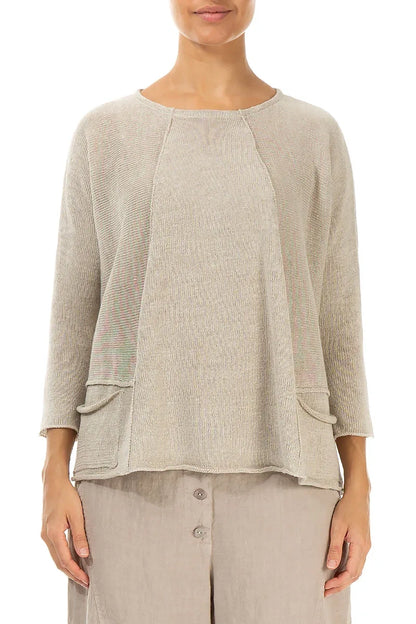 A-Line Two Pockets Natural Linen Jumper