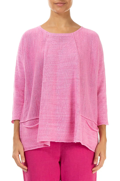 A-Line Two Pockets Taffy Pink Linen Jumper