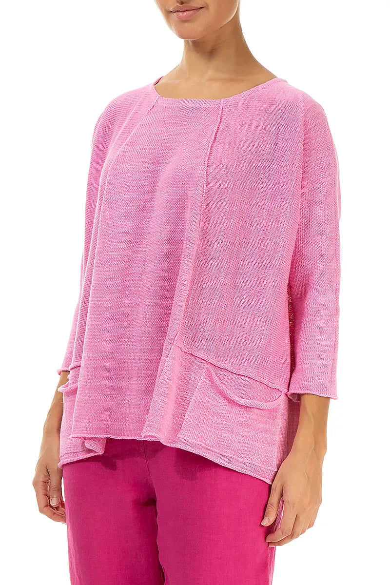 A-Line Two Pockets Taffy Pink Linen Jumper