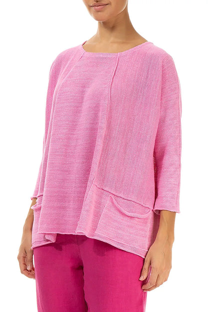 A-Line Two Pockets Taffy Pink Linen Jumper
