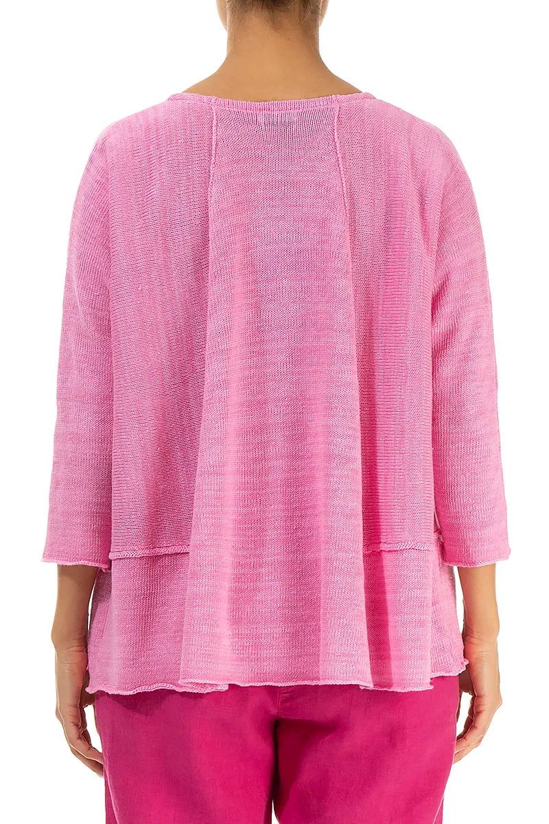 A-Line Two Pockets Taffy Pink Linen Jumper